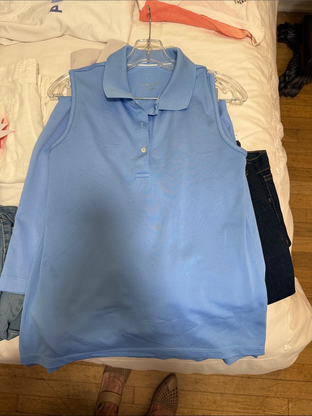 Tory Sport Light Blue Sleeveless Polo Tank